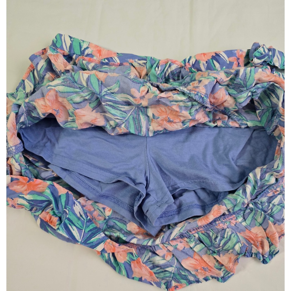 OshKosh B'gosh Girls Blue Floral Ruffle Faux Wrap Skort Size 12 Tropical Print - Picture 6 of 12